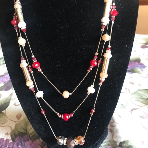 1990s NECKLACE THREE STRANDS AB CRYSTALS WITH PAIRED BRACELET AND EARRINGS - Picture 15 of 16